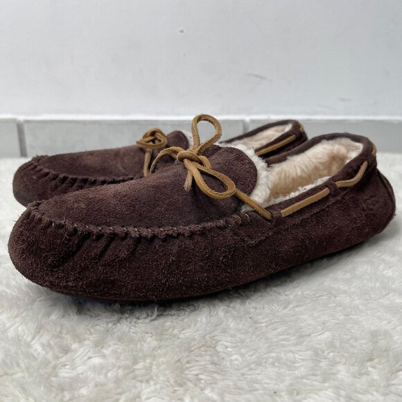 UGG #1003390 Men's Brown Olsen Fur Slippers Slip On Sheepskin Shoes Size 11 - Picture 3 of 16